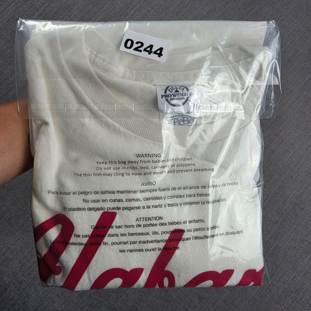 VTG Alabama Crimson Tide Shirt Mens L Delta Pro Weight White Graphic College Tee - Picture 6 of 6